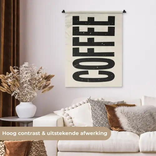 Japandi - Koffie - Decoratie - Vintage Wandkleed katoen klein -sfeer1