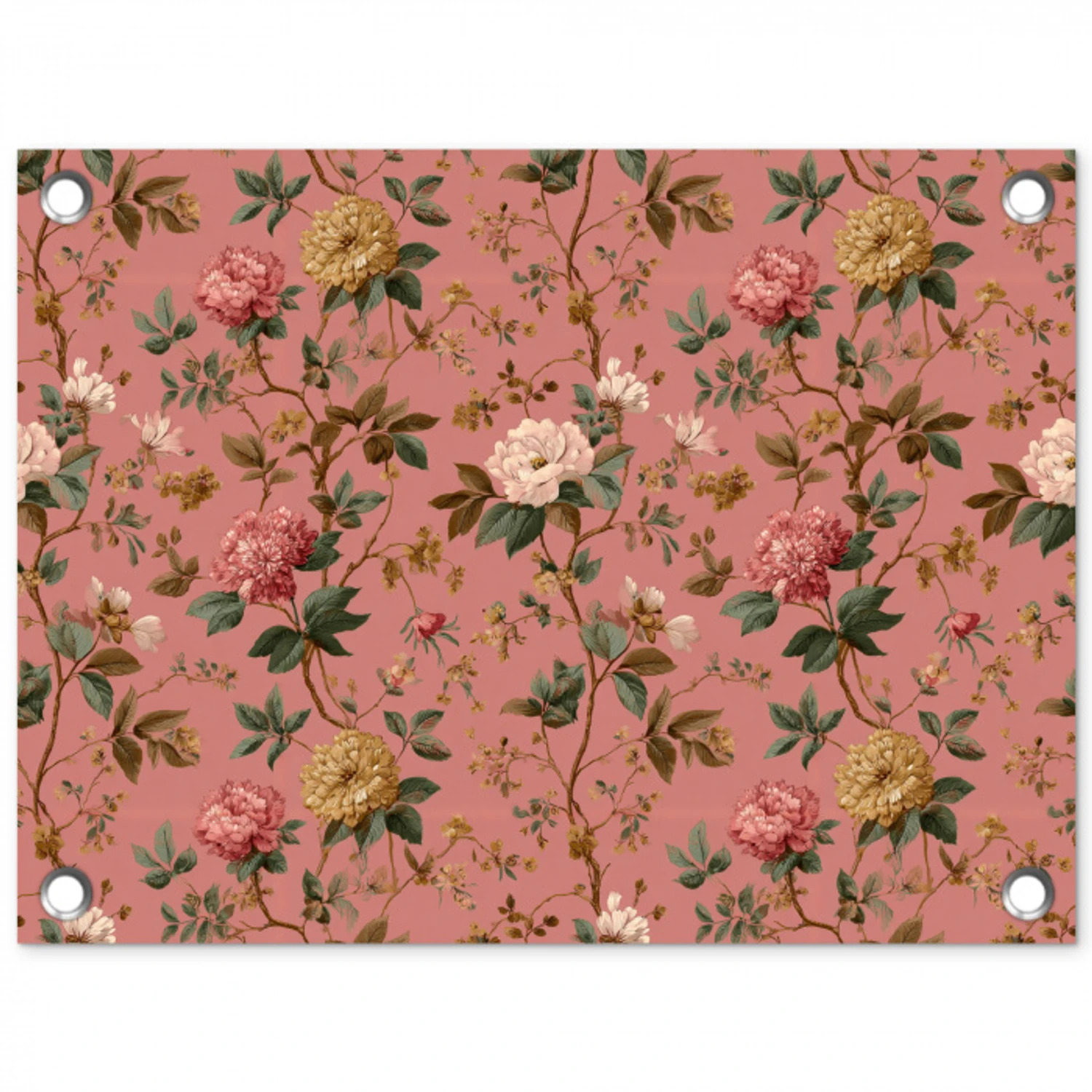 Klassiek - Botanisch - Roze tuinposter los doek klein 239 -3d