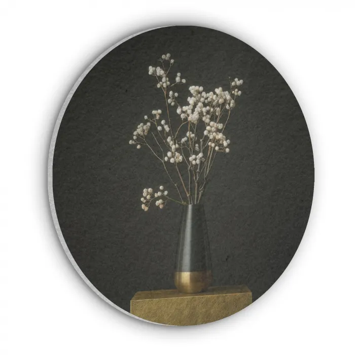 Bloembollen - Wit - Vaas - Minimalistisch Akoestische PET Vilt - Rond klein -3d