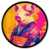 Varken - Bloemkroon - Kimono - Abstract Fotolijst rond zonder passe partout klein -3d