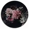 Bloemen - Vintage - Pastel - Zwart - Boeket Wandcirkel kunststof plaat 5mm dik klein -3d