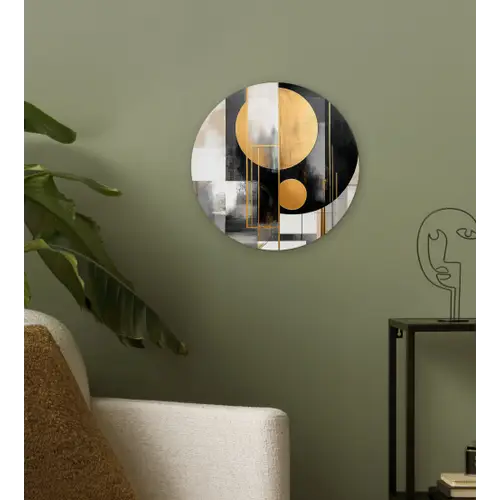 Abstract - Goud - Zilver - Vormen - Aesthetic - Modern Wandcirkel kunststof plaat 5mm dik klein -sfeer3