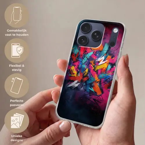 Abstract - Explosie - Neonkleuren Telefoonhoesje iPhone 17 Pro klein -sfeer3_NL