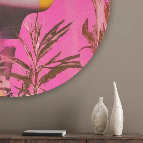 Zonnebril - Oranje - Vrouw - Planten Akoestische PET Vilt - Rond klein -sfeer5_closeup