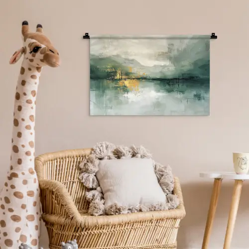 Groen - Modern - Abstract - Goud Wandkleed katoen klein -wsfeer5_kind