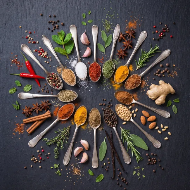 Behang - Kruiden - Lepels - Culinair - Kleurrijk - Sfeervol