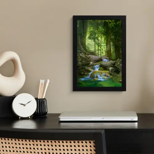 Jungle - Stenen - Water - Natuur - Planten fotolijst zwart zonder passe partout klein -sfeer1