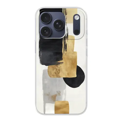 Goud - Rechthoeken - Cirkels - Abstract Telefoonhoesje iPhone 17 Pro klein -3d