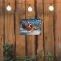 Kerstman - Rendier - Kerst - Sneeuw tuinposter los doek klein -sfeer1