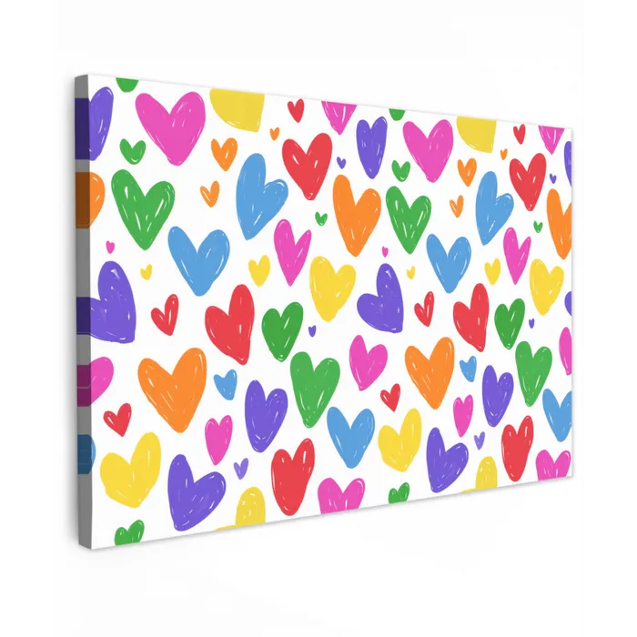 Hartjes - Krasserige textuur - Kleurrijk - Expressief canvas 2cm klein -z3d