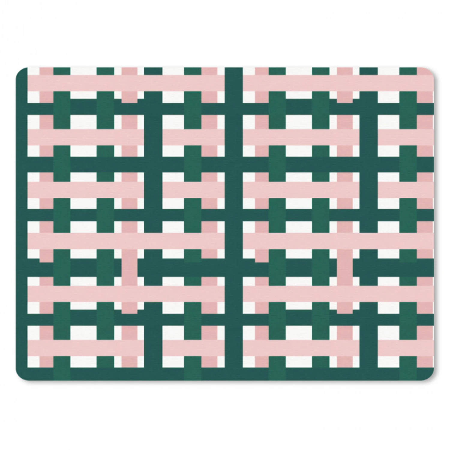 Vlechtpatroon - Groen - Roze - Grafisch muismat rubber klein 262 -3d