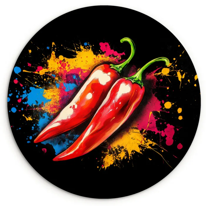 Peper - Graffiti - Verf - Abstract - Modern - Kleurrijk Wandcirkel plexiglas klein -3d