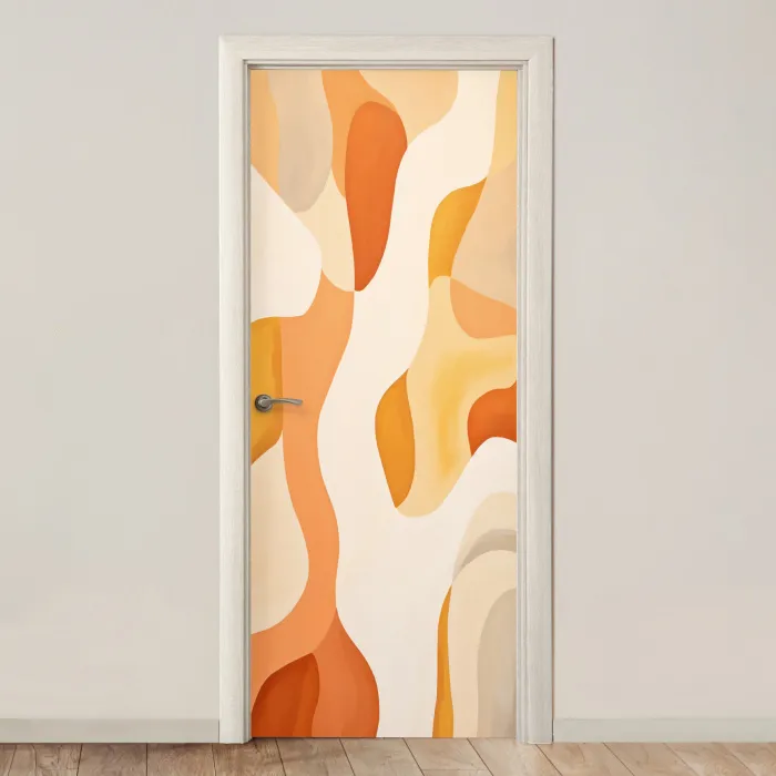 Oranje - Abstract - Kunst deurposter klein -3d_beige