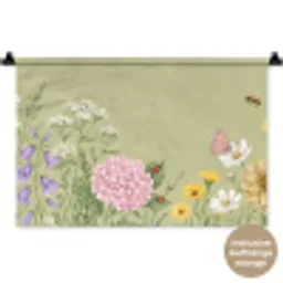Botanisch - Bloemen - Kleurrijk Wandkleed katoen klein -t3d_DE