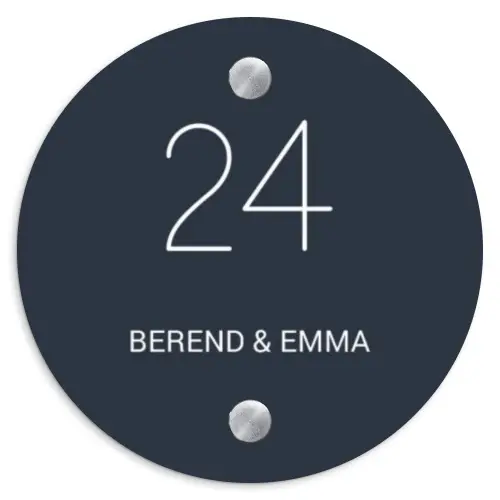 Effen blauw - Klassiek Naambord Rond klein -3d