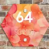 Oranje bloemenmix - Modern Naambord Hexagon klein -sfeer2