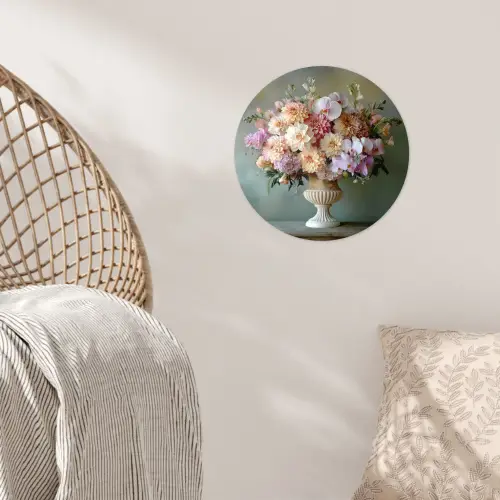 Orchidee - Boeket - Vaas - Bloemen Wandcirkel behangsticker klein -sfeer4