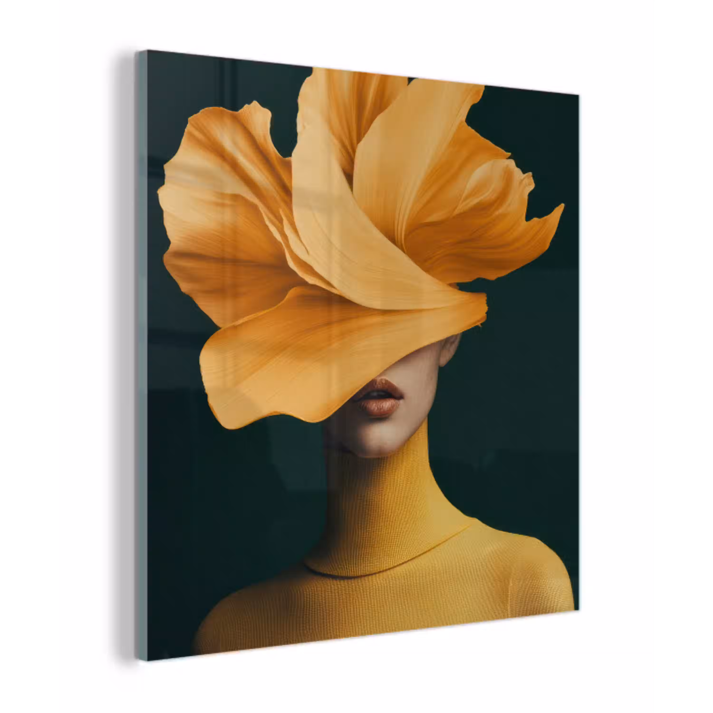 Vrouw - Hoed - Geel plexiglas 5mm klein -z3d
