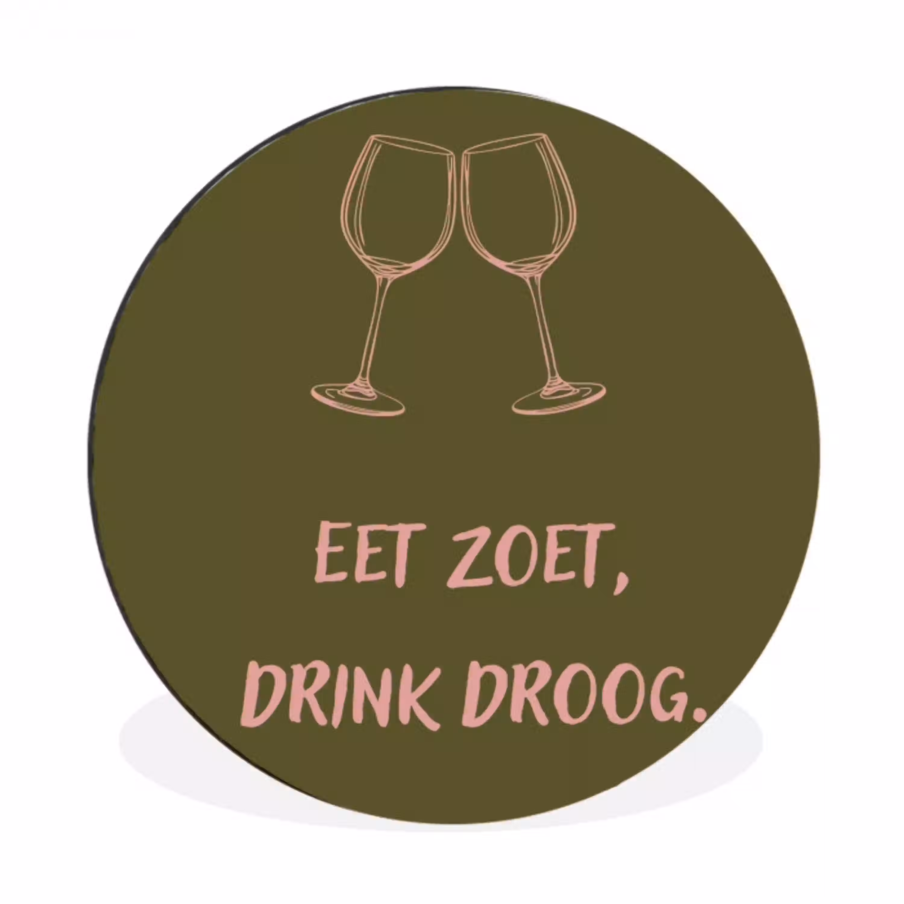 Roze - Groen - Wijn - Quote Wandcirkel aluminium klein -3d