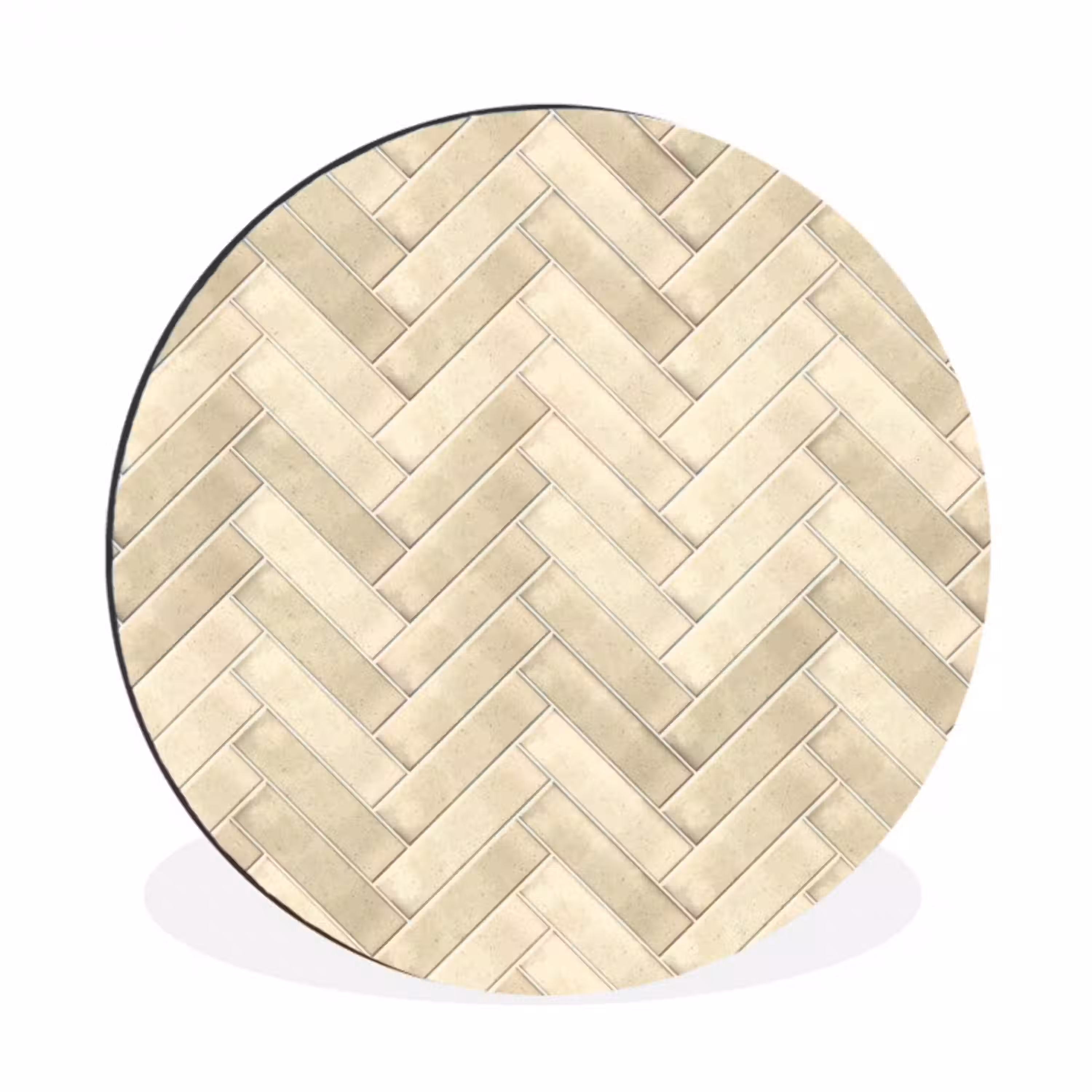 Visgraat - Wandtegel - Licht Beige Wandcirkel aluminium klein 190 -3d