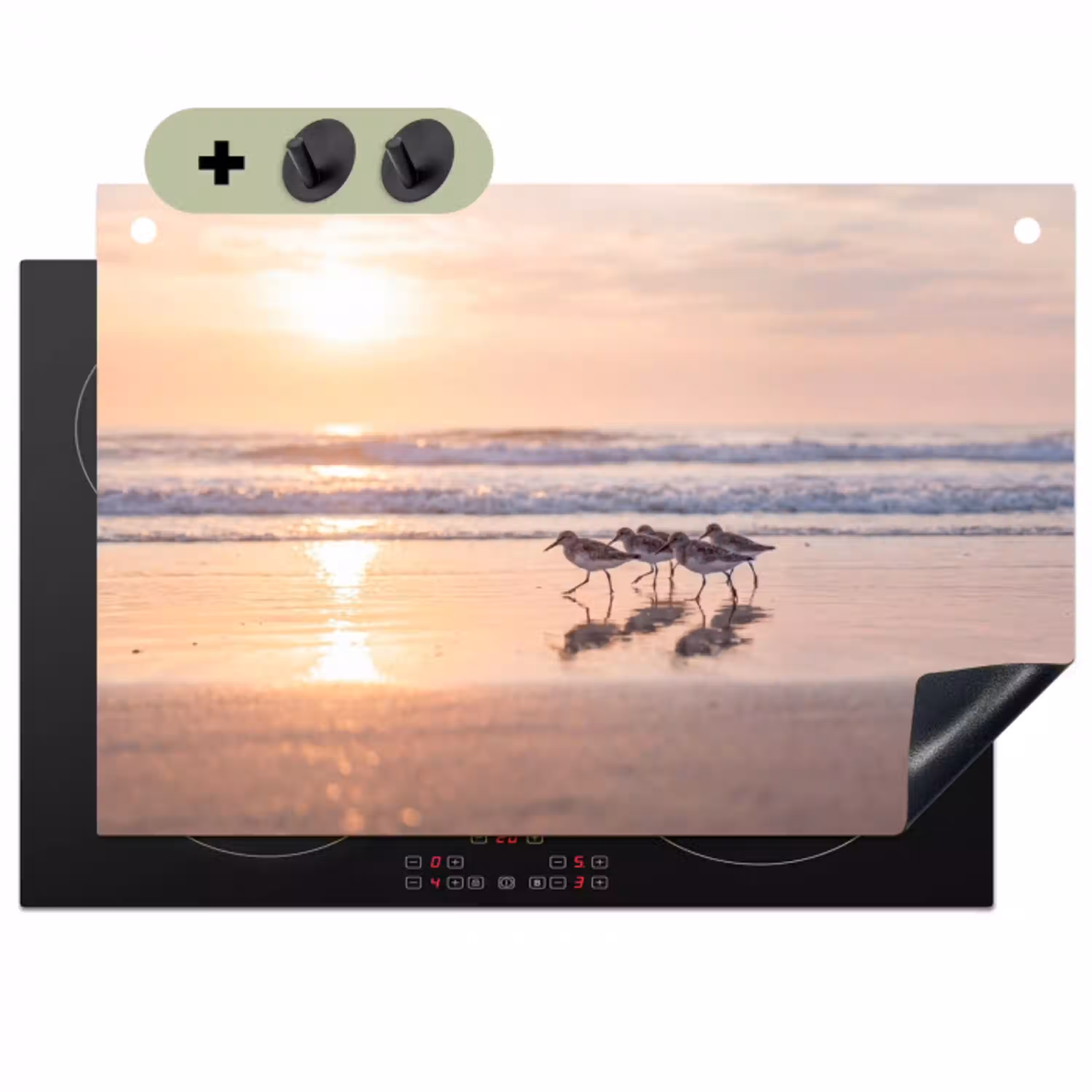 Zee - Vogels - Strand Inductie beschemer met haakjes klein -3d