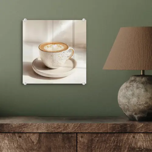 Cappuccino - Schuim - Schotel - Beige plexiglas 5mm klein -sfeer3
