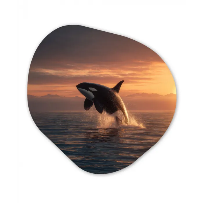 Orka - Zee - Zonsondergang Wandcirkel Organisch Forex 3mm klein -3d