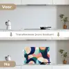 Abstract - Blauw - Roze keuken achterwand spatscherm klein -voor_na_NL