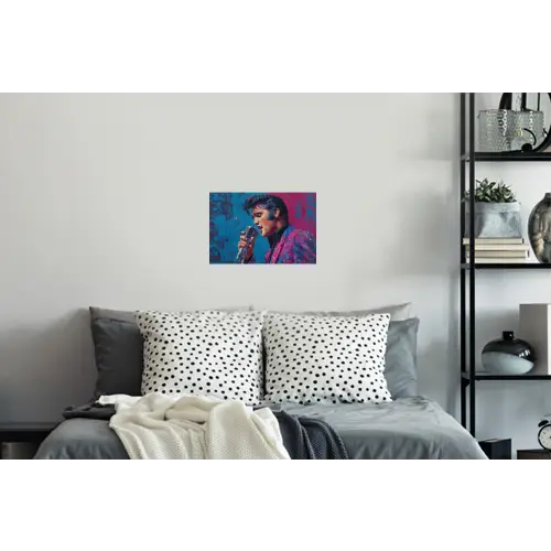 Zingende man - Glitterjas - Microfoon Muursticker klein -slaapkamer