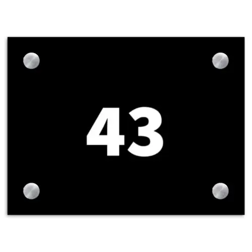Effen - Zwart - Traditioneel Naambord Rechthoek middel -3d