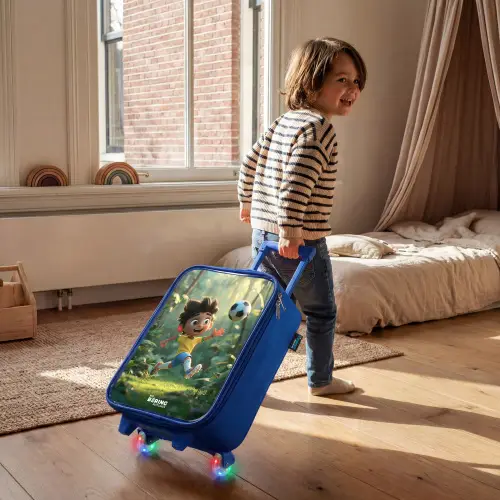 Voetbal - Jongen - Bos Kinderkoffer - Blauw klein -sfeer1