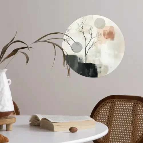 Wabi sabi - Beige - Plant Wandcirkel behangsticker klein -sfeer3