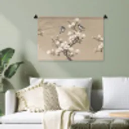 Oosters - Vogels - Beige Wandkleed katoen klein -sfeer7