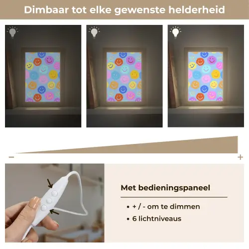 Smileys - Kleurrijk - Grappig Light Box met kabel klein -USP_dimbaarNL