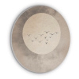 Vogel - Beige - Japandi Akoestische PET Vilt - Rond klein -3d