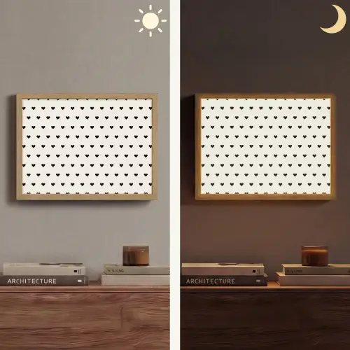 Valentijn - Hart - Wit - Zwart Light Box met batterij (Wandlamp) middel 907 -sfeer3