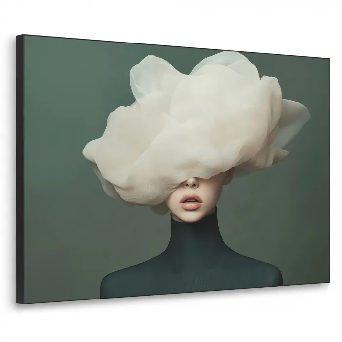 Hoed - Vrouw - Beige Textielframe zwart klein -3d