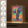 Olifant - Kleurrijk - Lucht - Abstract Light Box met kabel (Tafellamp) klein -USP_NL