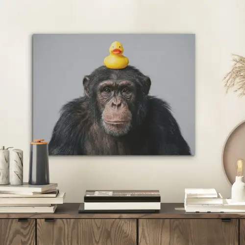 Chimpansee - Badeend - Grijs PET vilt klein -sfeer1