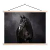 Portret - Paard - Zwart textielposter latten blank klein -3d