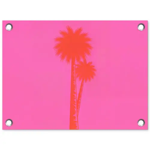 Palmbomen - Modern - Roze tuinposter los doek klein -3d