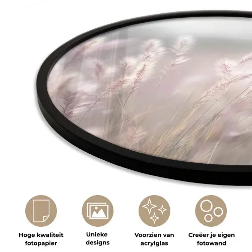 Graspluimen - Wind - Beige - Mistig Fotolijst rond zonder passe partout klein -closeup_NL