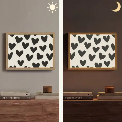 Hartjes - Zwart - Beige Light Box met batterij (Wandlamp) middel -sfeer3