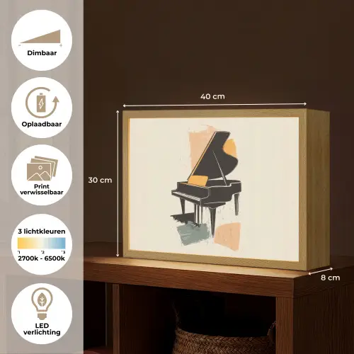 Vleugel - Zwart - Abstract - Illustratie Light Box met batterij (Wandlamp) middel -USP_websiteoverzichtNL