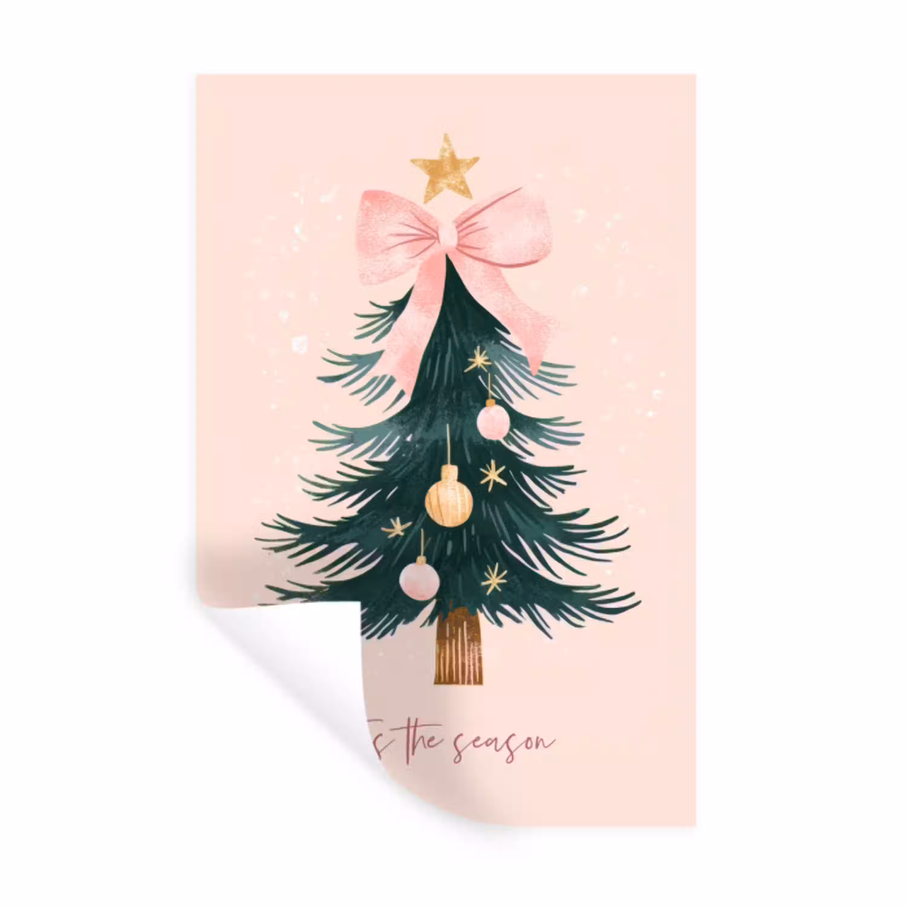 Christmas Season - Kerst - Kerstboom - Roze Muursticker klein -3d