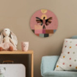 Illustratie - Vogel - Vlakken - Kleurrijk Wandcirkel kunststof plaat 5mm dik klein -tsfeer1_kind