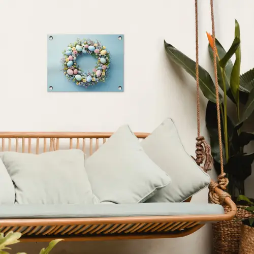 Krans - Eieren - Bloemen tuinposter los doek klein -sfeer7