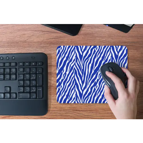 Zebra - Patroon - Kobalt - Blauw muismat rubber klein 262 -toetsenbord