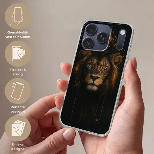 Leeuw - Goud - Druppels Telefoonhoesje iPhone 17 Pro klein -sfeer3_NL