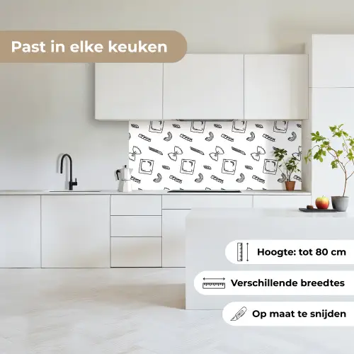 Pasta - Patroon - Zwart - wit keuken achterwand 2 middel -sfeer4_NL